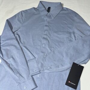 Lululemon Shirt Men's M Commission Long Sleeve Blue Linen/White Vented 118$ NWT*